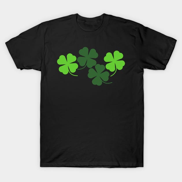 Four Leaf Clover Lucky Shamrocks in Black T-Shirt by Kelly Gigi